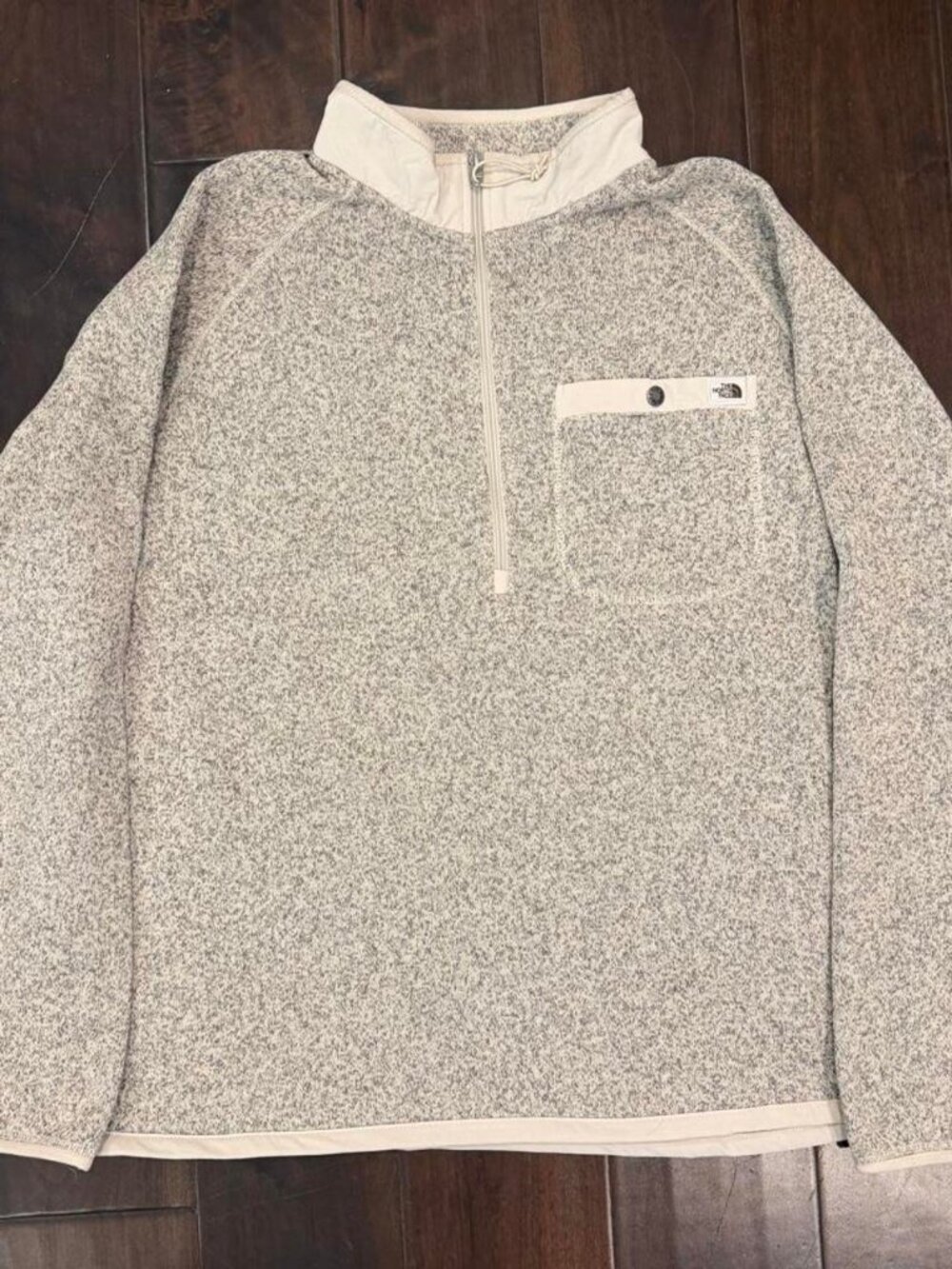 The North Face gray heathered quarter zip sweatshirt